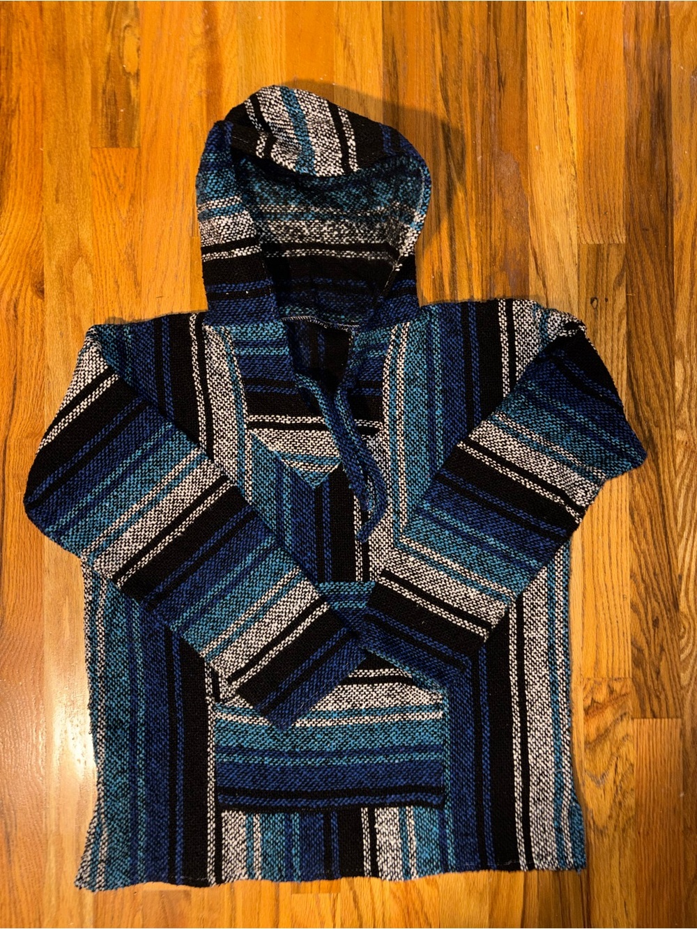Striped Blue Hooded Baja Sweater - Men's